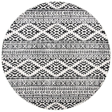 Safavieh 9 x 9 ft. Tulum Power Loomed Round Area Rug; Ivory & Black TUL272B-9R
